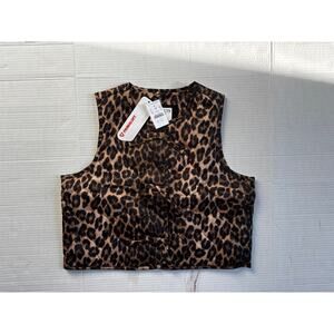 Crewcuts J.Crew Girls XL 12-13 Leopard Quilted Vest PrimaLoft NWT Bow TweenLayer
